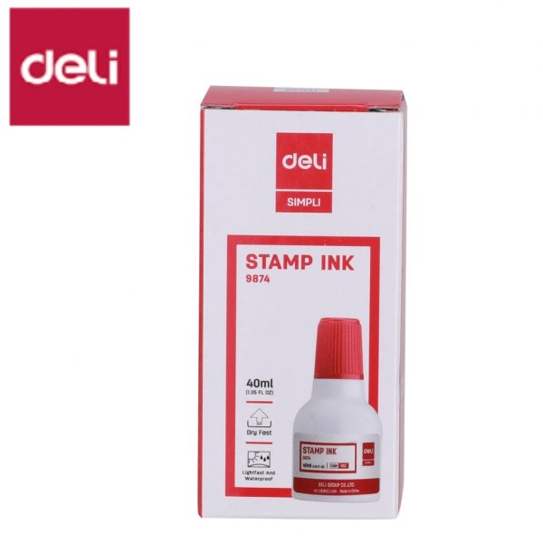 DELI E9874 STAMP PAD INK 40ML RED