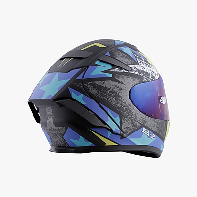 STEELBIRD SA-2 STAR GLOSSY BLACK/GREY C/V 580 MM WITH EXTRA VISOR (SH)
