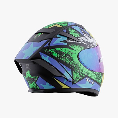 STEELBIRD SA-2 STAR MATT BLACK/GREEN C/V 580 MM WITH EXTRA VISOR (SH)