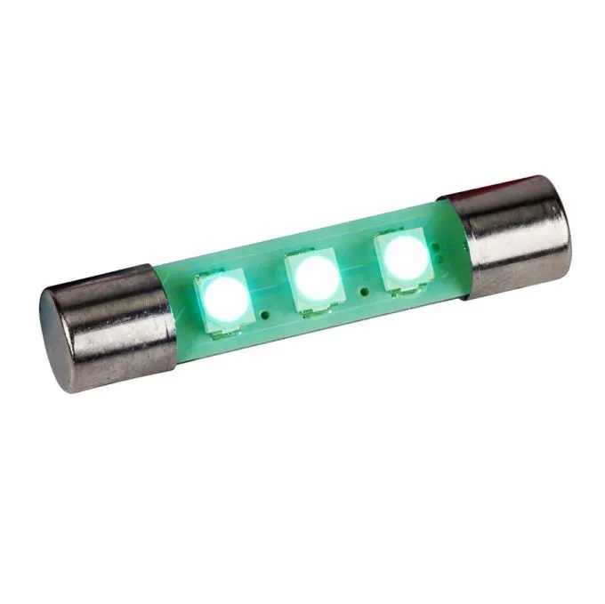 12V LED Fuse Lamp, Emerald Green (L-13/LEDGR) 12V LED Fuse Lamp, Emerald Green (L-13/LEDGR)
