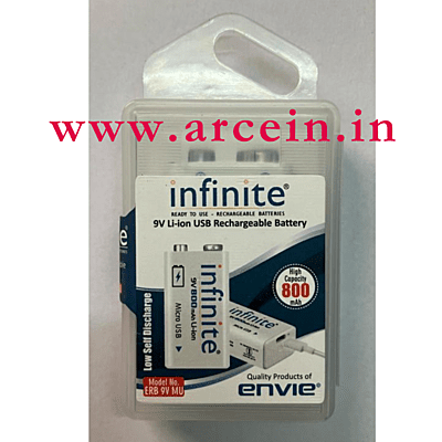 Envie infinite 9V 800mAh Li-ion USB Rechargeable battery