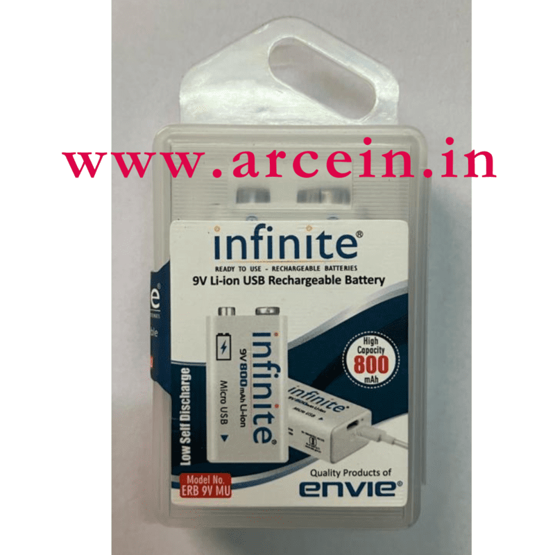 Envie infinite 9V 800mAh Li-ion USB Rechargeable battery