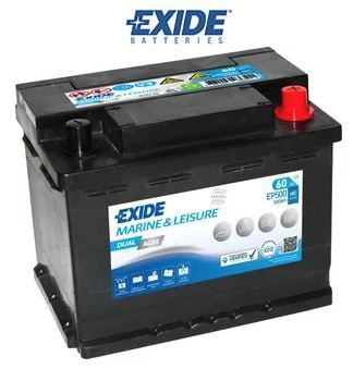 EXIDE, EP500, 12V, 60Ah, DUAL AGM LEISURE MARINE BATTERY EXIDE, EP500, 12V, 60Ah, DUAL AGM LEISURE MARINE BATTERY