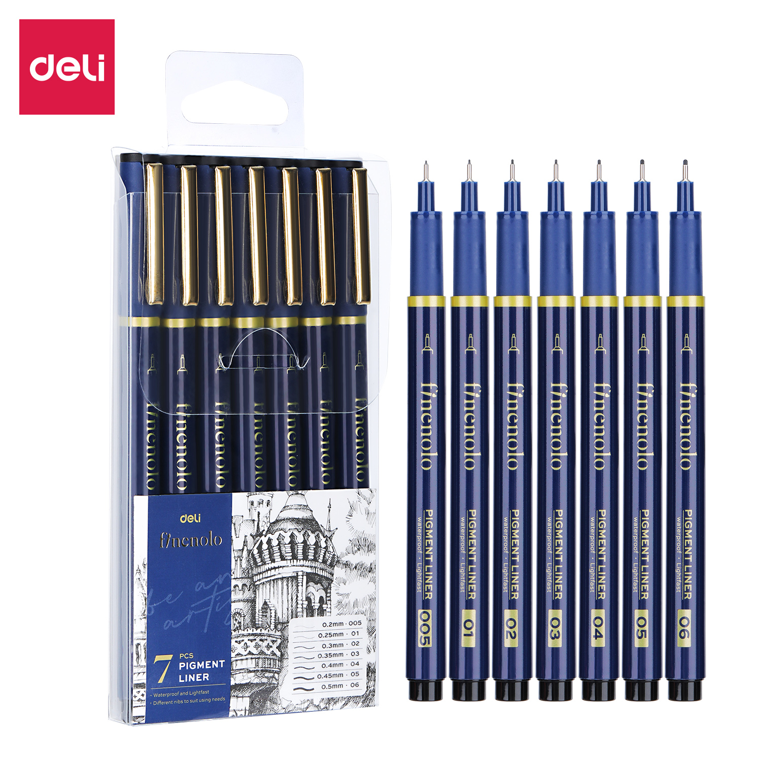 DELI FINENOLO EQ909 PIGMENT LINERS 7/SET DELI FINENOLO EQ909 PIGMENT LINERS 7/SET