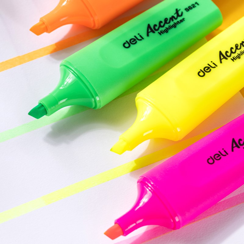 DELI S622 ACCENT HIGHLIGHTER - 4Pcs/Wlt DELI S622 ACCENT HIGHLIGHTER - 4Pcs/Wlt