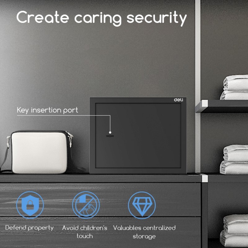 DELI ET563 DIGITAL SAFE + KEY - H30xW38xD30cm DELI ET563 DIGITAL SAFE + KEY - H30xW38xD30cm