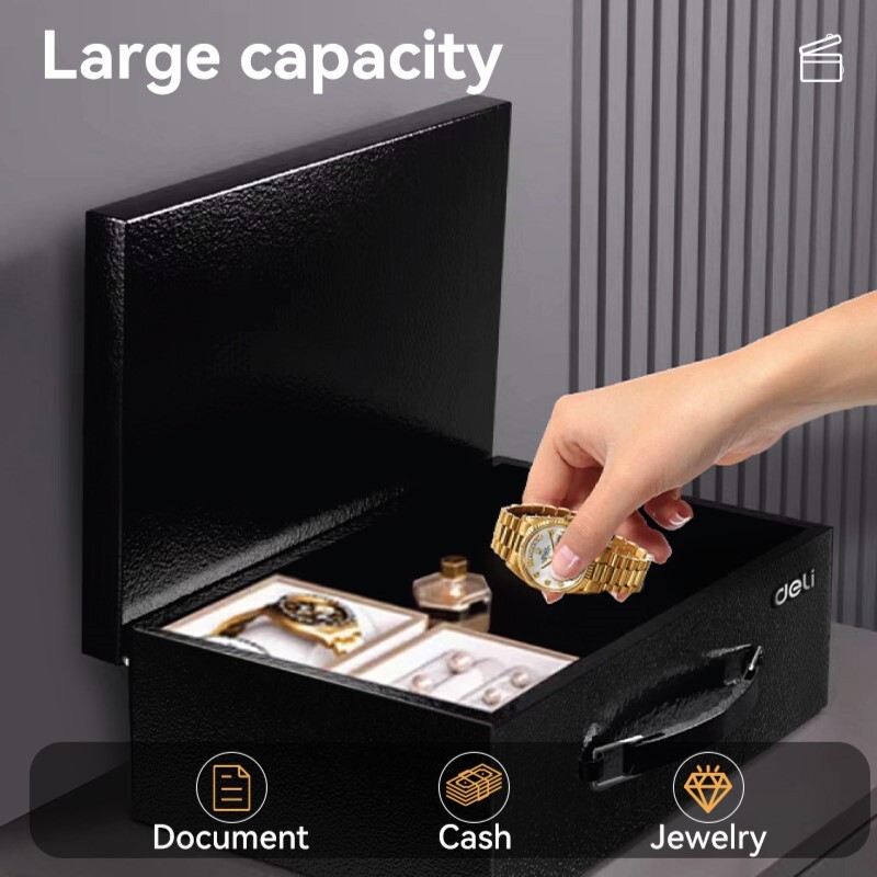 DELI ET612 PORTABLE FIRE SAFE BOX H13xW33.5xD28cm DELI ET612 PORTABLE FIRE SAFE BOX H13xW33.5xD28cm