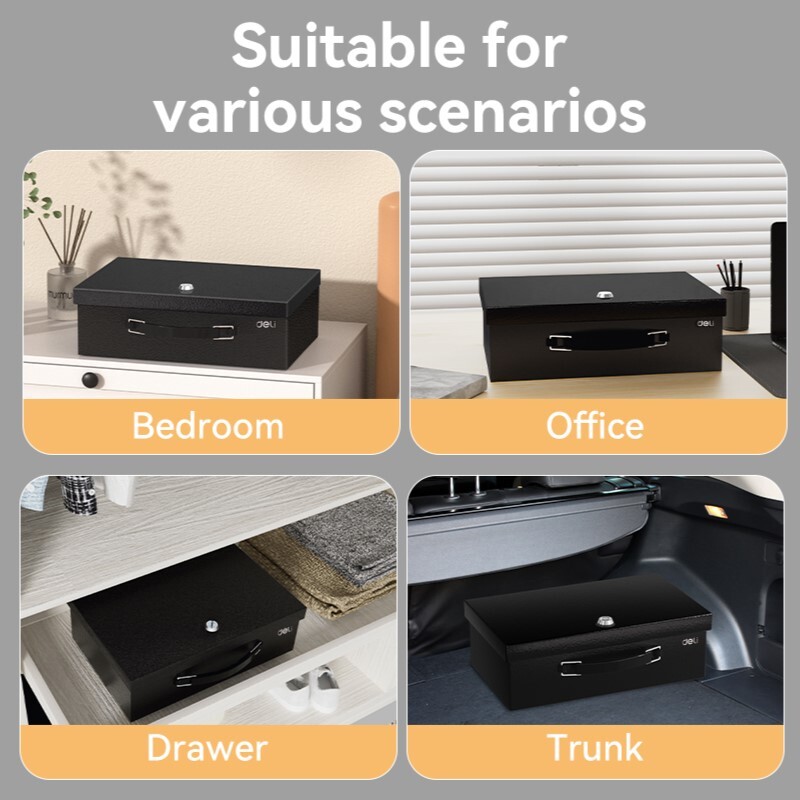 DELI ET612 PORTABLE FIRE SAFE BOX H13xW33.5xD28cm DELI ET612 PORTABLE FIRE SAFE BOX H13xW33.5xD28cm