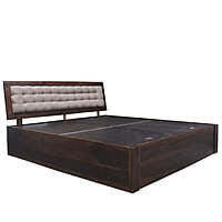 Checkered Solid Sheesham Wood Bed With Storage In Light Walnut - King Size Checkered Solid Sheesham Wood Bed With Storage In Light Walnut - King Size