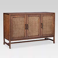 Wooden Sideboard with Cane Doors | 3 Door Storage Cabinet for Living & Dining Wooden Sideboard with Cane Doors | 3 Door Storage Cabinet for Living & Dining