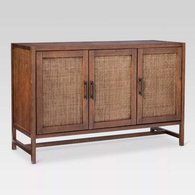 Wooden Sideboard with Cane Doors | 3 Door Storage Cabinet for Living & Dining Wooden Sideboard with Cane Doors | 3 Door Storage Cabinet for Living & Dining