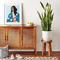Wooden Sideboard with Cane Doors | 3 Door Storage Cabinet for Living & Dining Wooden Sideboard with Cane Doors | 3 Door Storage Cabinet for Living & Dining