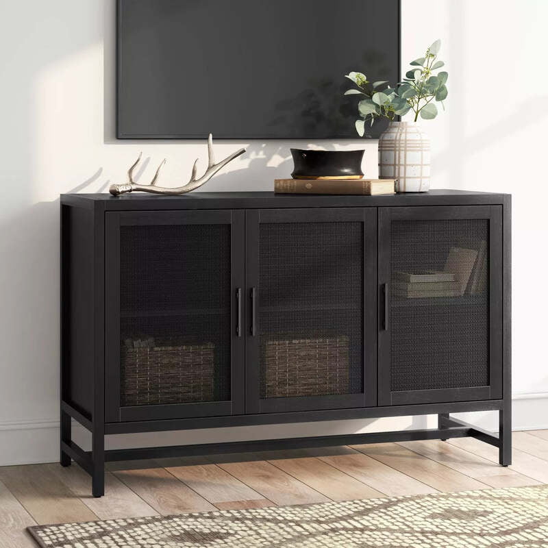 Modern Black Sideboard Cabinet | 3 Door Storage Console for Living & Dining Modern Black Sideboard Cabinet | 3 Door Storage Console for Living & Dining