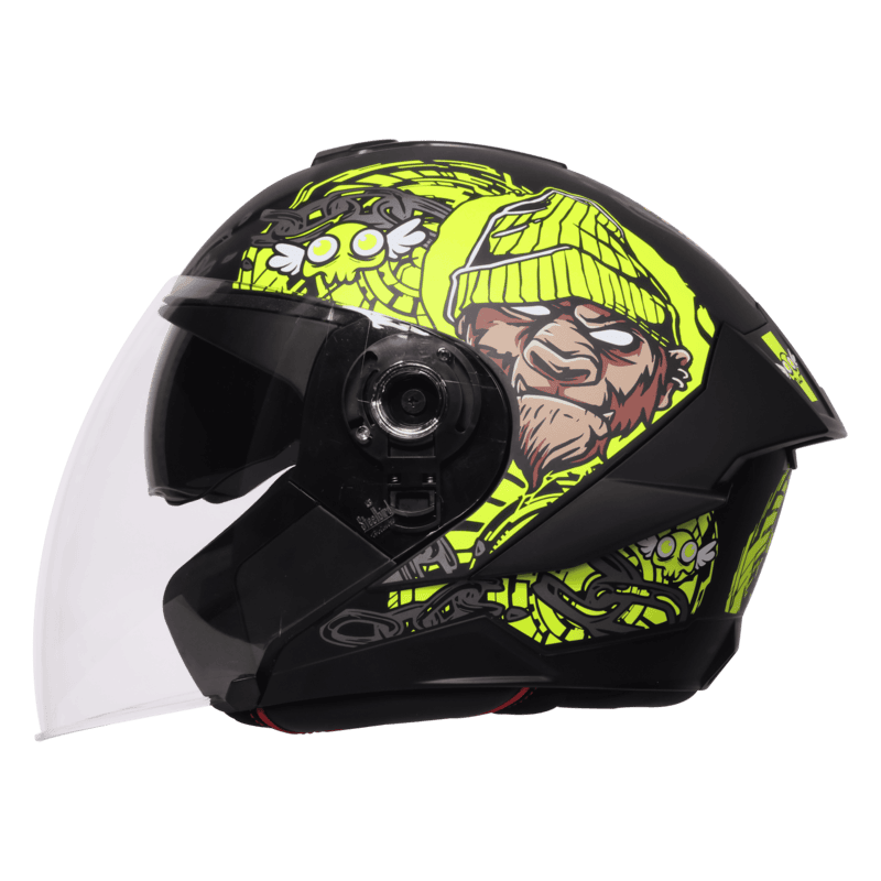 STEELBIRD SBA-10 MAD APE MATT BLACK/NEON C/V WITH INNER SMOKE SUNSHIELD 600MM (L)