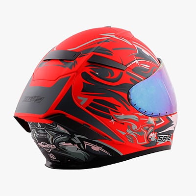 STEELBIRD SA-2 VILLAIN FLUO WATERMELON /GREY C/V (L) + EXTRA RAINBOW VISOR