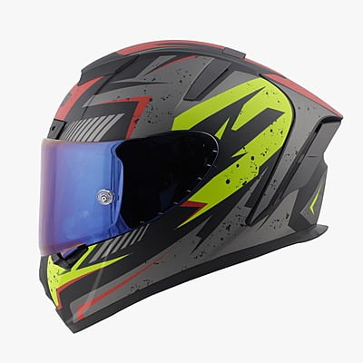 STEELBIRD SA-2 BREEZER MATT BLACK/GREY C/V 600 MM WITH EXTRA VISOR (SH)
