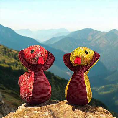 Rắn Cute Mẹ - Thủ Công Nhồi Bông, Vải Gấm