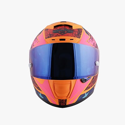 STEELBIRD SA-2 STAR FLUO ORANGE/RED FUNKY C/V 580 MM WITH EXTRA VISOR (SH)