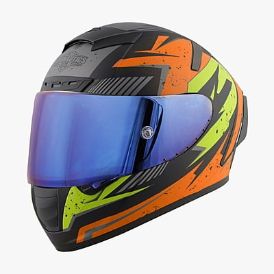 STEELBIRD SA-2 BREEZER GLOSSY BLACK/ORANGE/GREY C/V 600 MM WITH EXTRA VISOR (SH)