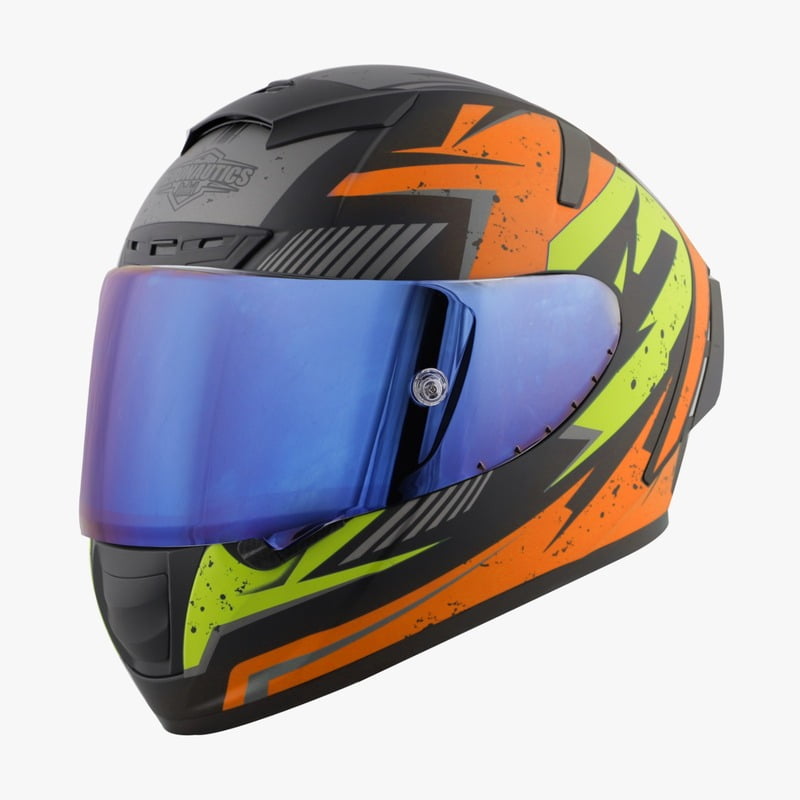 STEELBIRD SA-2 BREEZER GLOSSY BLACK/ORANGE/GREY C/V 600 MM WITH EXTRA VISOR (SH)