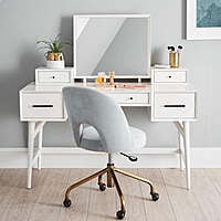 LOUIS MID CENTURY MODERN DRESSING TABLE IN WHIITE LACQUER FINISH LOUIS MID CENTURY MODERN DRESSING TABLE IN WHIITE LACQUER FINISH