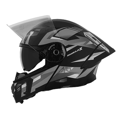 STEELBIRD SBA-20 ISS SHIELD X GLOSSY BLACK/GREY C/V 600 MM WITH EXTRA SMOKE VISOR