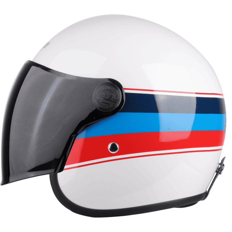 STEELBIRD SBH-54 VINTAGE S1 GLOSSY WHITE/RED C/V 580 MM (LONG VISOR)