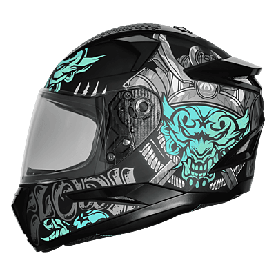 STEELBIRD SBH-35 DOT ROBOT 2.0 CLOWN MATT BLACK/SEA GREEN C/V (M) WITH EXTRA SMOKE VISOR