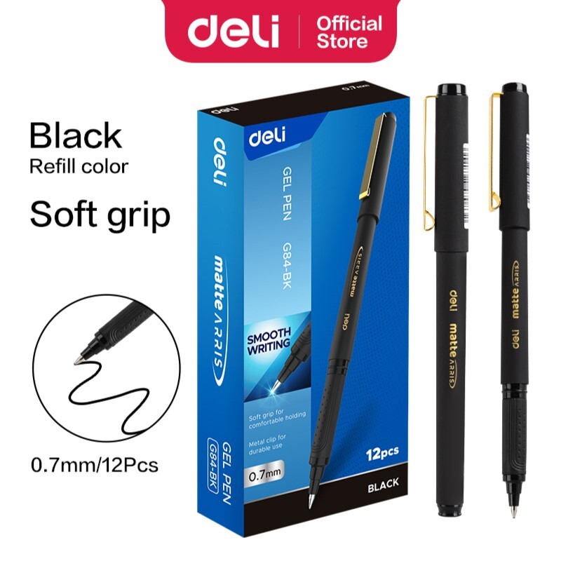 DELI G84 MATTE ARRIS GEL PEN 0.7MM SOFT-GRIP BK DELI G84 MATTE ARRIS GEL PEN 0.7MM SOFT-GRIP BK