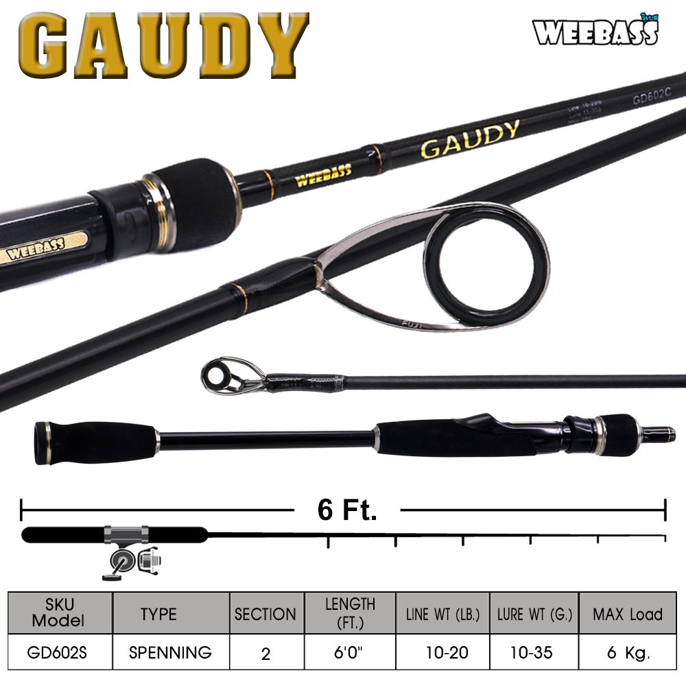 WEEBASS คัน -  รุ่น GAUDY SPIN GD602S (10-20lb) ( คันนี้มีใบรับประกัน )