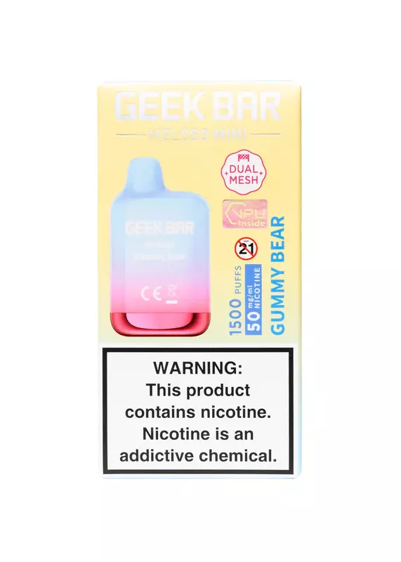 Geek Bar Meloso Mini 1500 Puffs 10pk- Gummy Bear Geek Bar Meloso Mini 1500 Puffs 10pk- Gummy Bear