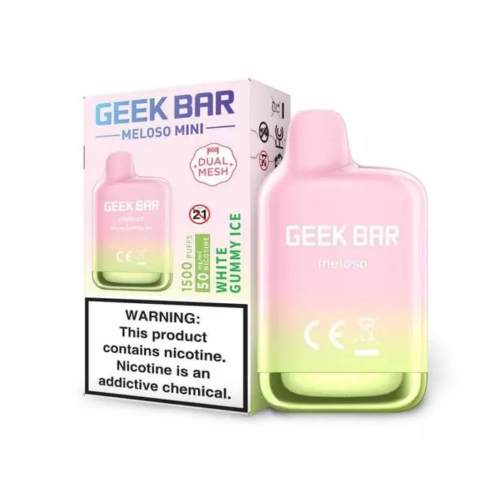 Geek Bar Meloso Mini 1500 Puffs 10pk- White Gummy Ice Geek Bar Meloso Mini 1500 Puffs 10pk- White Gummy Ice