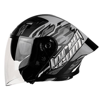 STEELBIRD SBA-16 ISS LOREM MATT BLACK/GREY C/V 580 MM WITH BLACK SPOILER
