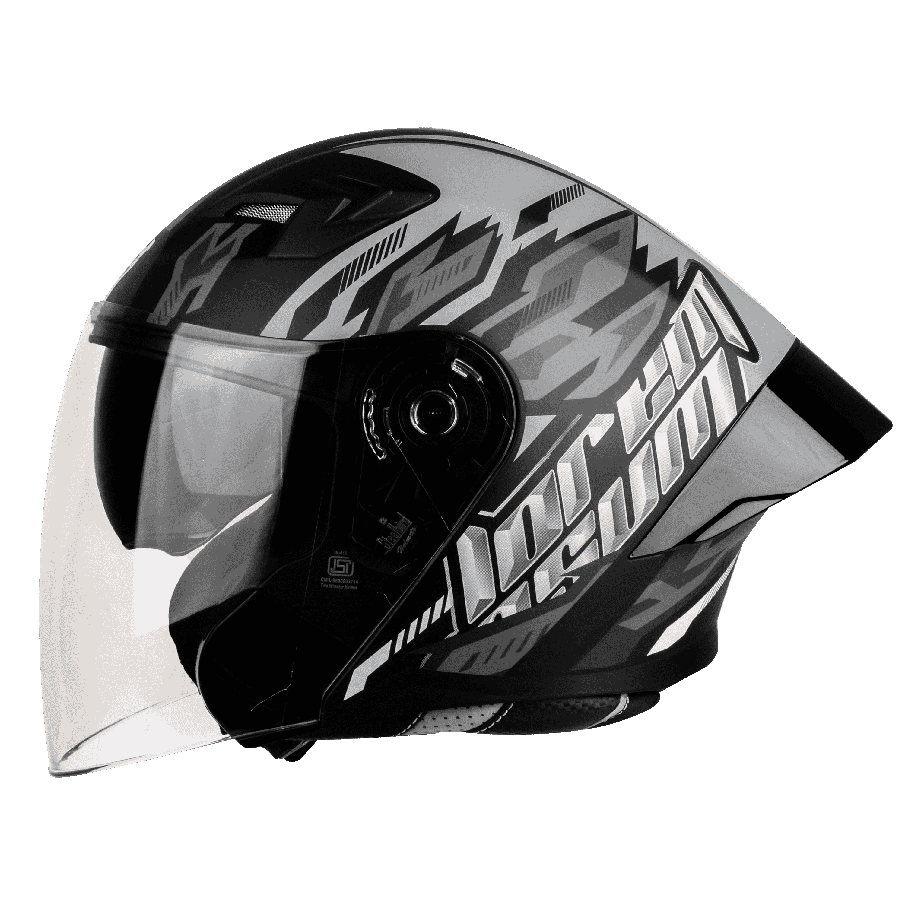 STEELBIRD SBA-16 ISS LOREM MATT BLACK/GREY C/V 600 MM WITH BLACK SPOILER