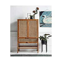 Rattan Cane & Teak Wood Bar Cabinet / Wardrobe with Drawer Rattan Cane & Teak Wood Bar Cabinet / Wardrobe with Drawer