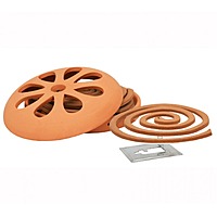 WaxWorks Terracotta Holder with 6 Natural Mozzie Repellent Coils Citronella & Sandalwood