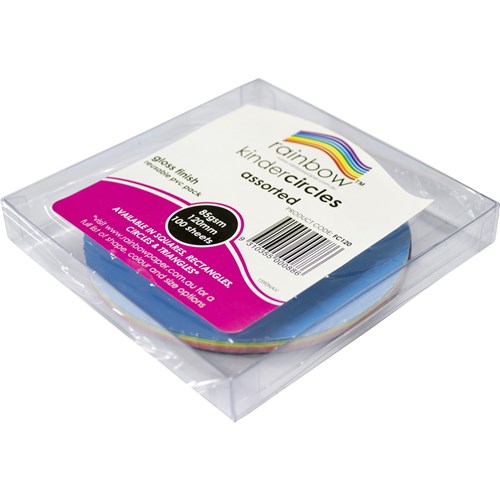 Rainbow Kinder Circles Gloss 120mm 84gsm Assorted Pack  Of 100