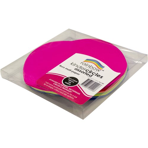 Rainbow Kinder Circles Fluro 180mm 80gsm Assorted Pack  Of 100