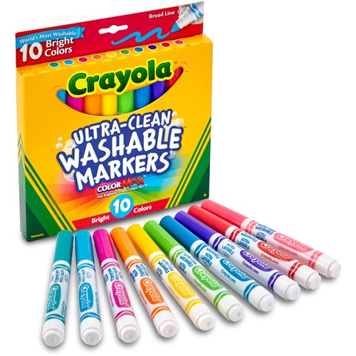 Crayola Ultra Clean Washable Broad Line Marker Bright Assorted Pack of 10