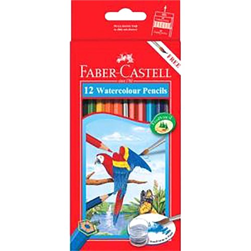 Faber-Castell Watercolour Pencils With Brush Assorted Pack of 12