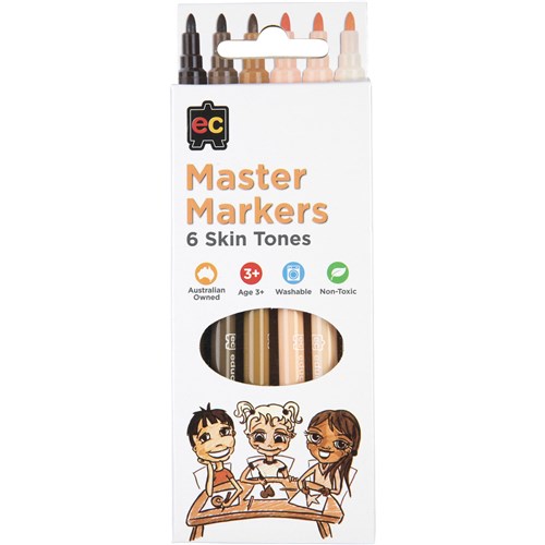 Edvantage Master Marker Bullet Fine Tip 2.6mm 6 Skin Tone Colours Pack of 6