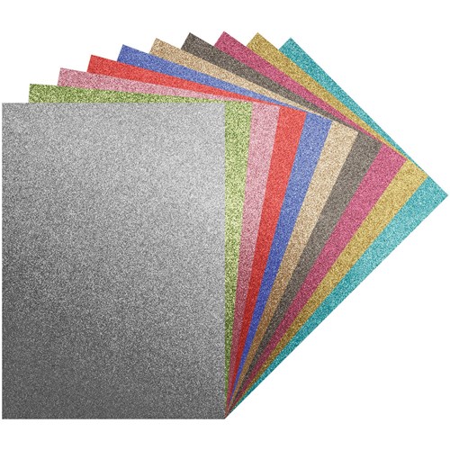 Zart Iron On Sheets Assorted A4 Glitter Colours Pack  of 10