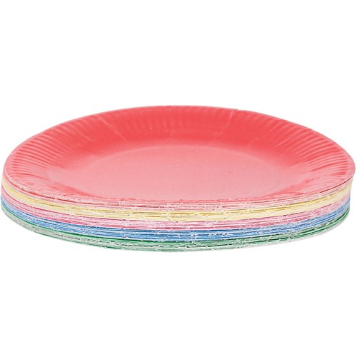 Zart Paper Plates Assorted 230mm Bright Colours Pack of 50