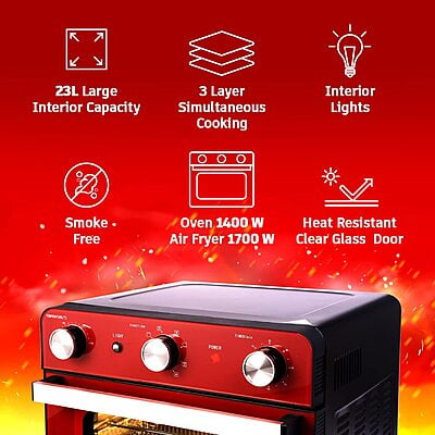 Wonderchef Crimson Edge Compact Air Fryer oven 23L