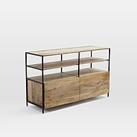 Industrial Mango Wood & Metal Sideboard - Open Shelf Console Industrial Mango Wood & Metal Sideboard - Open Shelf Console