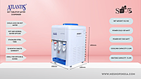 Infographic image of Atlantis Sky Table Top water dispenser with Hot cold and normal water option