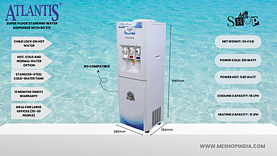 Infographic Picture of Atlantis Super RO Water Dispenser. Infographic Picture of Atlantis Super RO Water Dispenser.