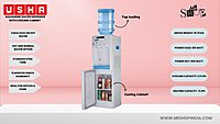 Infographic image of Usha Aquagenie water dispenser with cooling cabinet Infographic image of Usha Aquagenie water dispenser with cooling cabinet