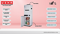 Infographic image of Usha Laguna water dispenser with cooling cabinet Infographic image of Usha Laguna water dispenser with cooling cabinet