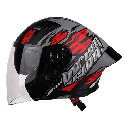 STEELBIRD SBA-16 ISS LOREM GLOSSY BLACK/RED C/V 580 MM WITH BLACK SPOILER